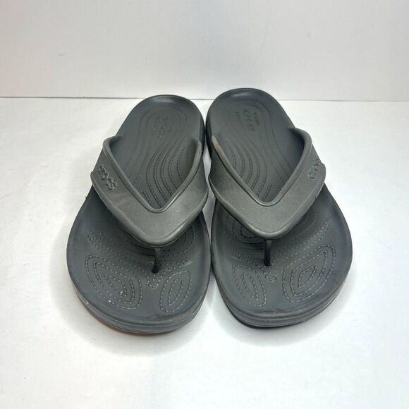 Crocs Gray Flip Flop Sandals Comfy Durable Unisex - Picture 9 of 10